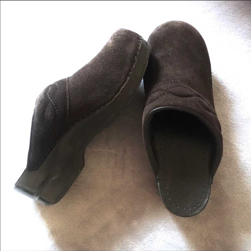 Brown Suede Lands’ End Mule Clogs